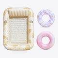 Gold White 85" Tanning Pool with 2 Swim Rings Best Friend Choice Bundle
