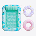 SLOOSH Cyan White 85" Tanning Pool with 2 Swim Rings Best Friend Choice Bundle