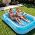 SLOOSH Transparent Inflatable Tanning Pool Lounger Float, 85" x 57", Blue-XL