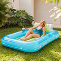 SLOOSH Transparent Inflatable Tanning Pool Lounger Float,  70" x 46", Blue Green-L
