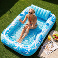 SLOOSH Inflatable Tanning Pool Lounger Float, Blue-L, 70" x 46"