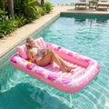 SLOOSH Inflatable Tanning Pool Lounger Float, Blue-L, 70" x 46"