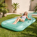 SLOOSH Transparent Inflatable Tanning Pool Lounger Float,  70" x 46", Cyan-L
