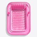 SLOOSH Transparent Inflatable Tanning Pool Lounger Float, 85" x 57", Pink-XL