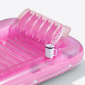 SLOOSH Transparent Inflatable Tanning Pool Lounger Float, 85" x 57", Pink-XL