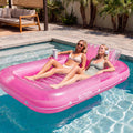 SLOOSH Transparent Inflatable Tanning Pool Lounger Float, 85" x 57", Pink-XL