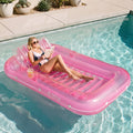 SLOOSH Transparent Inflatable Tanning Pool Lounger Float,  70" x 46", Pink-L