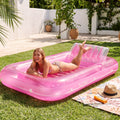 SLOOSH Transparent Inflatable Tanning Pool Lounger Float,  70" x 46", Pink-L
