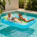 SLOOSH Transparent Inflatable Tanning Pool Lounger Float, 85" x 57", Blue Green-XL