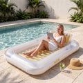 SLOOSH Transparent Inflatable Tanning Pool Lounger Float,  70" x 46", Golden White-L