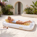 SLOOSH Transparent Inflatable Tanning Pool Lounger Float,  70" x 46", Golden White-L