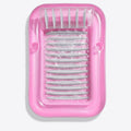 SLOOSH Transparent Inflatable Tanning Pool Lounger Float, 85" x 57", White Pink-XL