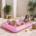 SLOOSH Transparent Inflatable Tanning Pool Lounger Float, 85" x 57", White Pink-XL