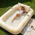 Gold White 85" Tanning Pool with 2 Swim Rings Best Friend Choice Bundle
