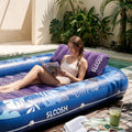 SLOOSH Dark Blue 85" Tanning Pool with 2 Swim Rings Best Friend Choice Bundle