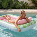 SLOOSH Inflatable Tanning Pool Lounger Float, Cyan Pink L, 70" x 46"