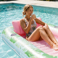 SLOOSH Inflatable Tanning Pool Lounger Float, Cyan Pink L, 70" x 46"