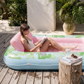 SLOOSH Inflatable Tanning Pool Lounger Float, Cyan Pink XL, 85" x 57"
