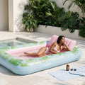 SLOOSH Inflatable Tanning Pool Lounger Float, Cyan Pink XL, 85" x 57"