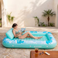 SLOOSH Inflatable Tanning Pool Lounger Float – XL 85"x57" , Cyan White