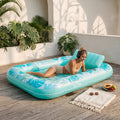 SLOOSH Cyan White 85" Tanning Pool with 2 Swim Rings Best Friend Choice Bundle
