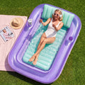 SLOOSH Transparent Inflatable Tanning Pool Lounger Float,  70" x 46", Purple Green-L