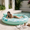 SLOOSH Inflatable Pool Float Lounge Round Tanning Pool, Cyan, 72" x 65"