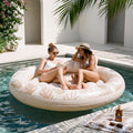 SLOOSH Inflatable Pool Float Lounge Round Tanning Pool, Champagne, 72" x 65"