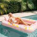 SLOOSH Inflatable Tanning Pool Lounger Float, Pink Doodle, 70" x 46"