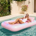 SLOOSH Inflatable Tanning Pool Lounger Float, Pink Tie-dye-Bliss State, 70" x 46"