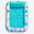 SLOOSH Tropical Leaves Inflatable Tanning Pool, Tropical Blue, 70" x 46"