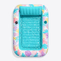 SLOOSH Tropical Leaves Inflatable Tanning Pool, Tropical Blue,  85" x 57"