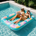 SLOOSH Tropical Leaves Inflatable Tanning Pool, Tropical Blue,  85" x 57"