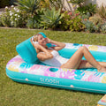 SLOOSH Tropical Leaves Inflatable Tanning Pool, Tropical Blue,  85" x 57"