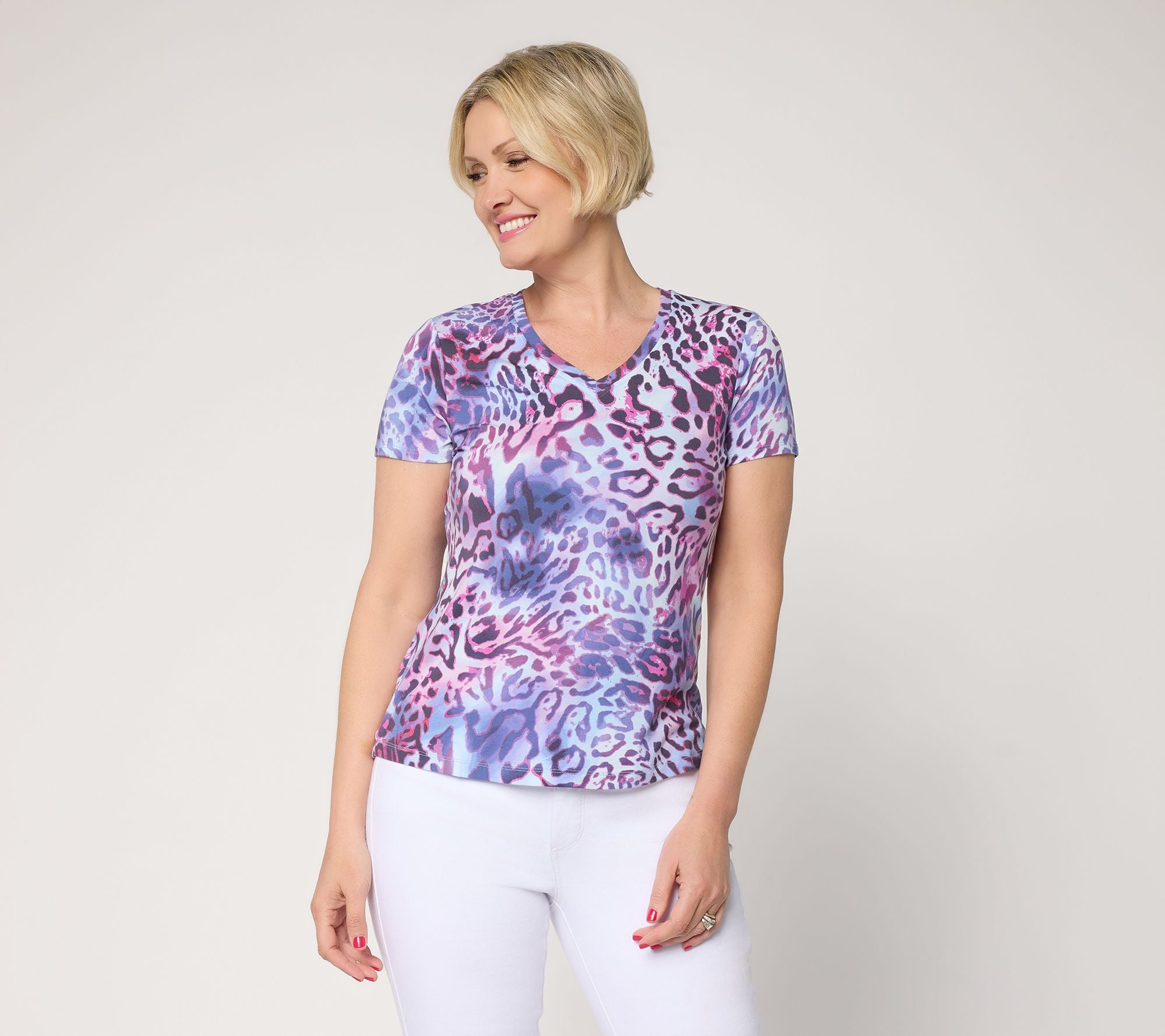 nicole by Nicole Miller Luxe Modal Short Sleeve Printed Tee